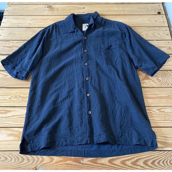 Jamaica Jaxx Button Up Silk Shirt Size Large Men’s Black Short Sleeve - Picture 1 of 7